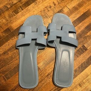 Hermes Light Blue Slide Sandals